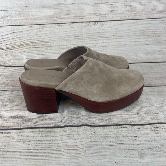 Chocolat Blu Vanessa Womens Sz 6 Platform Mules Taupe Gray - Picture 4 of 10